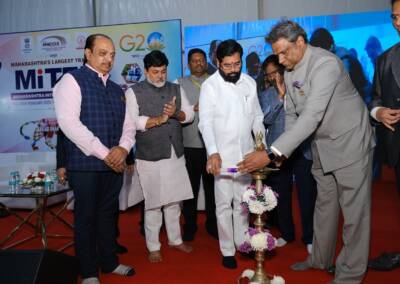 Hon’ble Chief Minister Of Maharashtra SHRI EKNATH SHINDE With Hon’ble Industries Minister Of Maharashtra SHRI UDAY SAMANT along with SHRI LALIT GANDHI - President Of MACCIA and SHRI ASHISH PEDNEKAR - Trustee, MACCIA